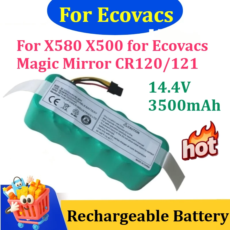 

Новая высококачественная аккумуляторная батарея 14.4В 3500мАч для Ecovacs X580 X500, для пылесосов Ecovacs Magic Mirror CR120/121