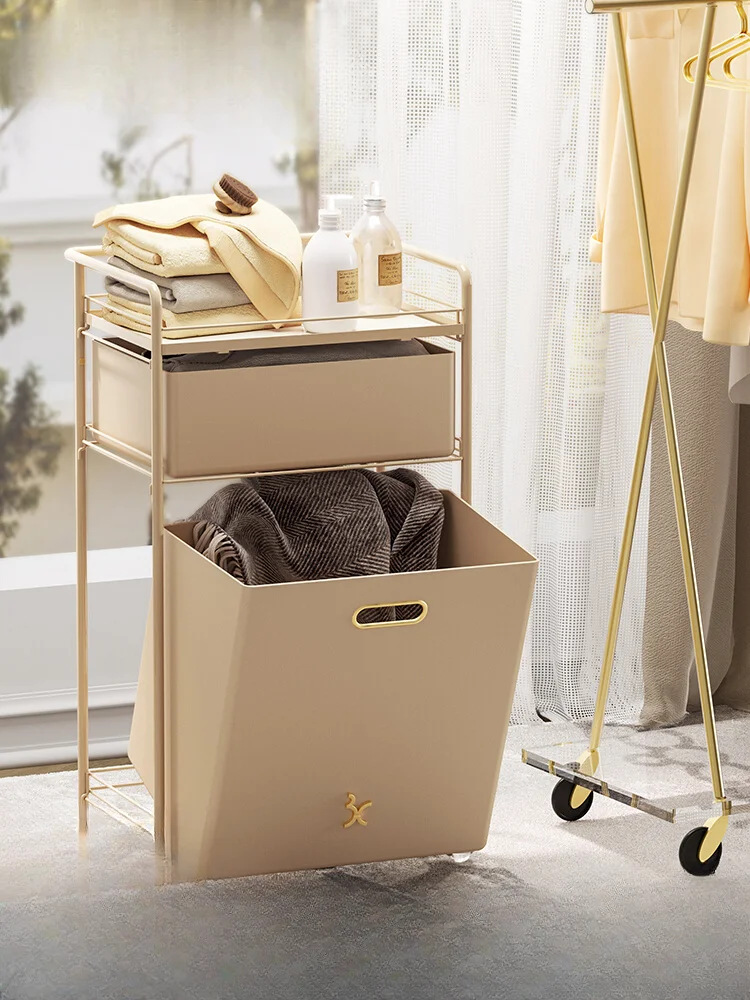 Bathroom rack Floor-to-ceiling multi-layer laundry basket cart Multifunctional laundry basket rack