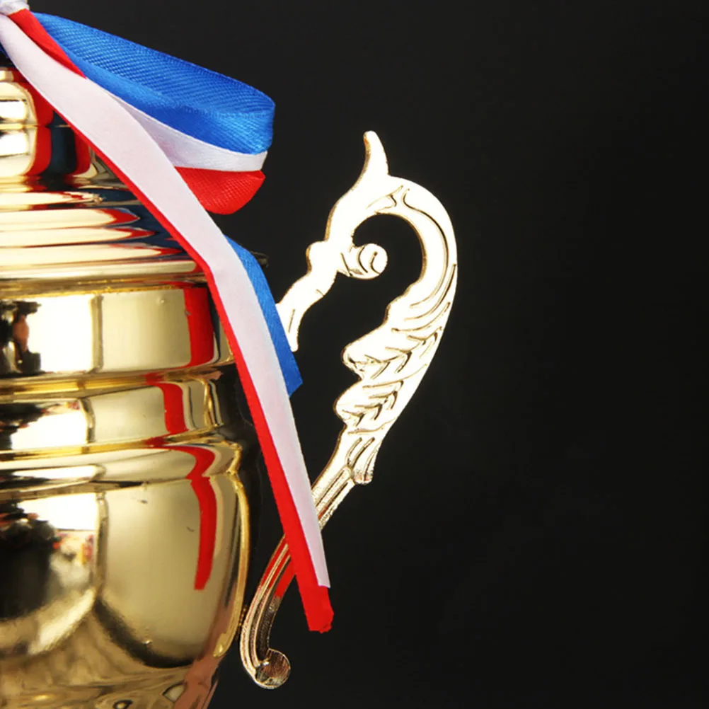 

Golden Creative Design Trophy 37cm Metal Award Cup with Base for Ceremony Party Game Classroom Prize Golden Award Trophy