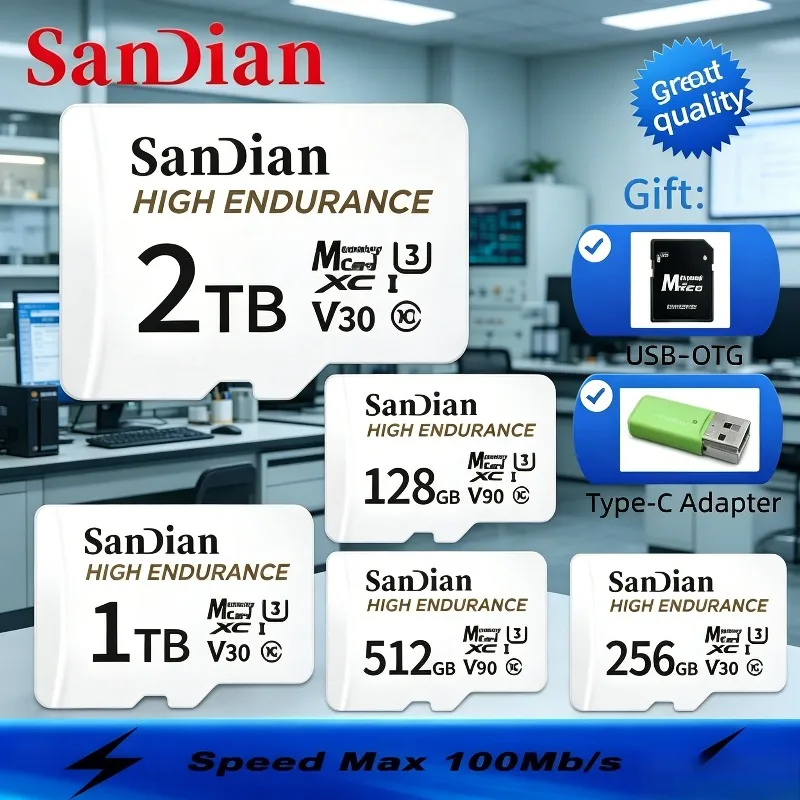

Micro TF SD XC Video Card Read 100MB/s MobileMate High Endurance C10 4K UHD-I Memory Cards for Drone Dash Cam Home Monitor