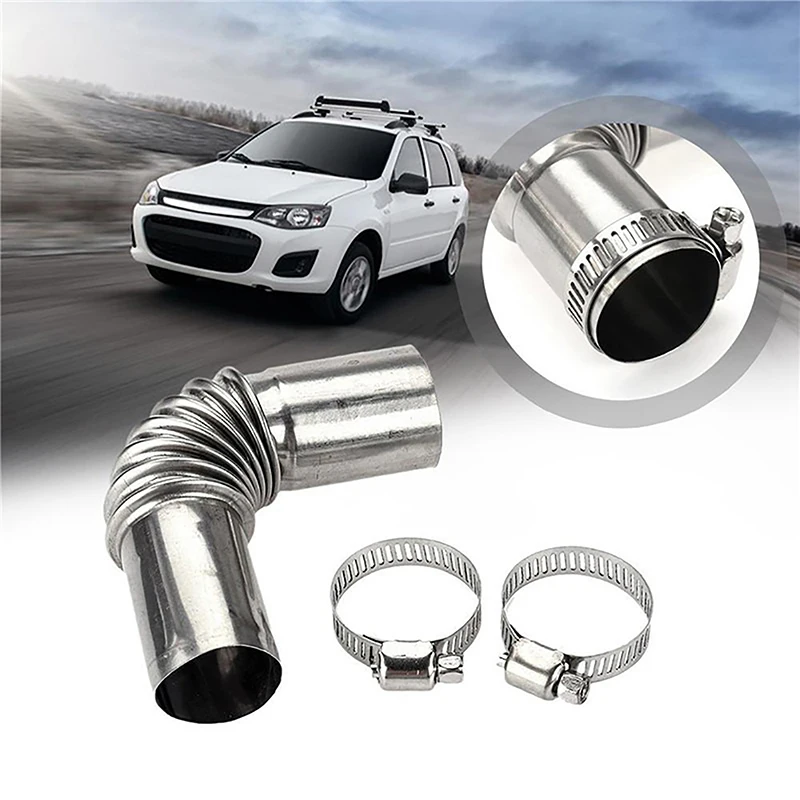 1 Set 24mm Elbow Pipe Air Parking Heater Exhaust Tube Stainless Steel Elbow Connector With Clip Boats Car Heating Parts