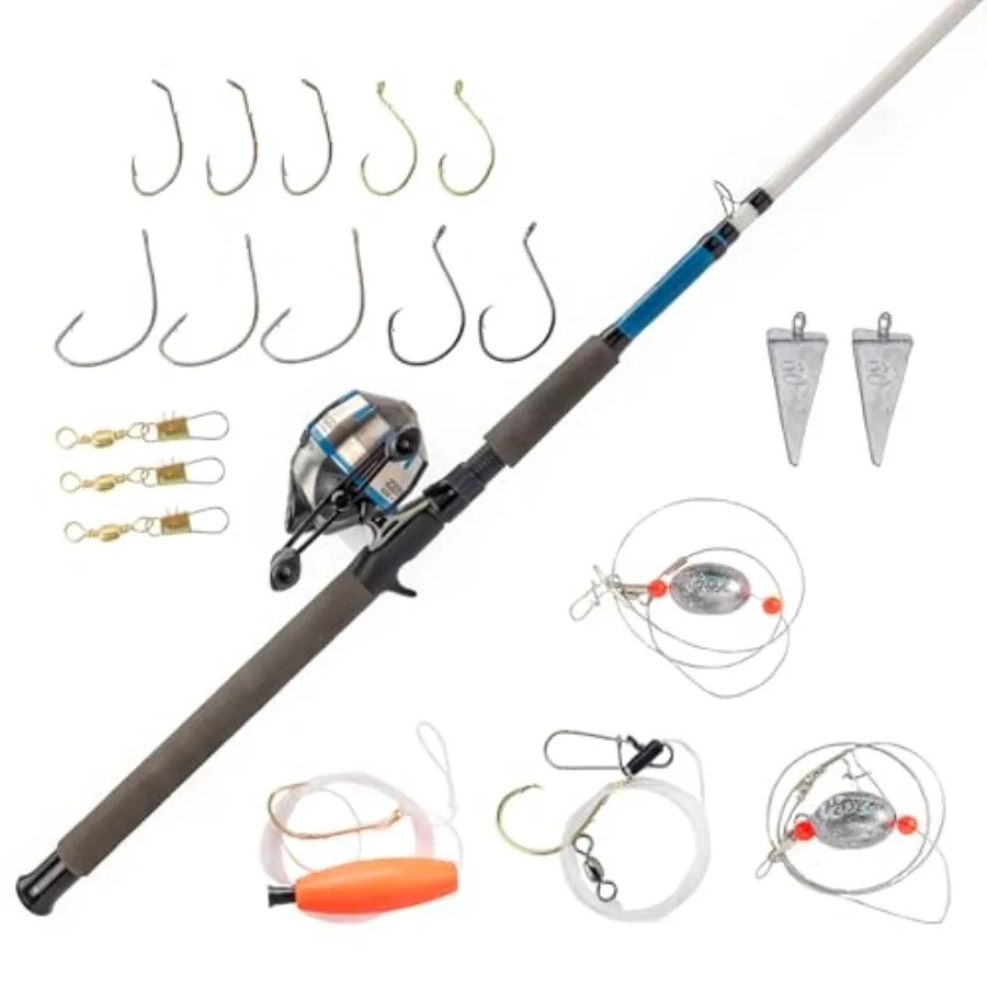 

Комплект для рыбалки 606 Salt Fisher: катушка Spincast и телескопическое удилище 7 футов (2 секции), средней мощности, быстрого строя, размер 60.