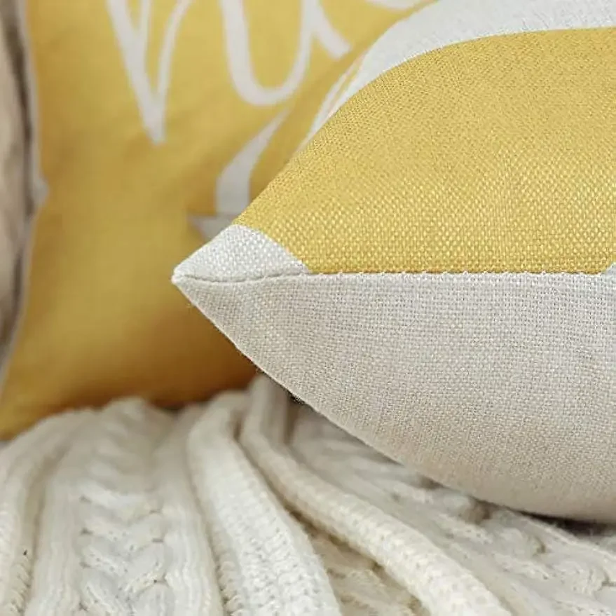 Cushion cover 45x45 cm square golden yellow geometric modern decorative cushion cover for pillows living room sofa home decor