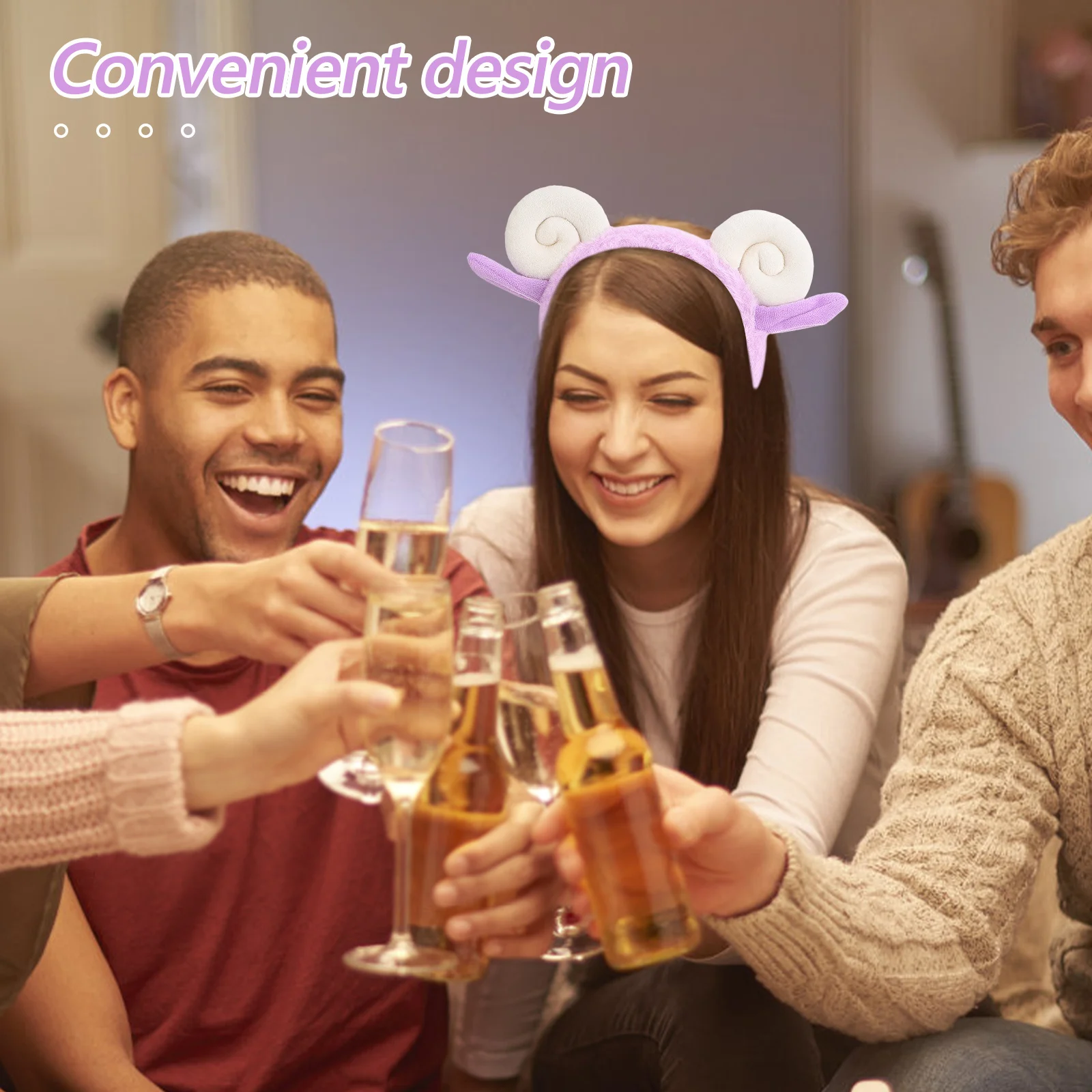 الأغنام القرن عقال لطيف شعر الضأن هوب ل تأثيري حفل زفاف هالوين زي ديكور الحيوان غطاء الرأس الشعر