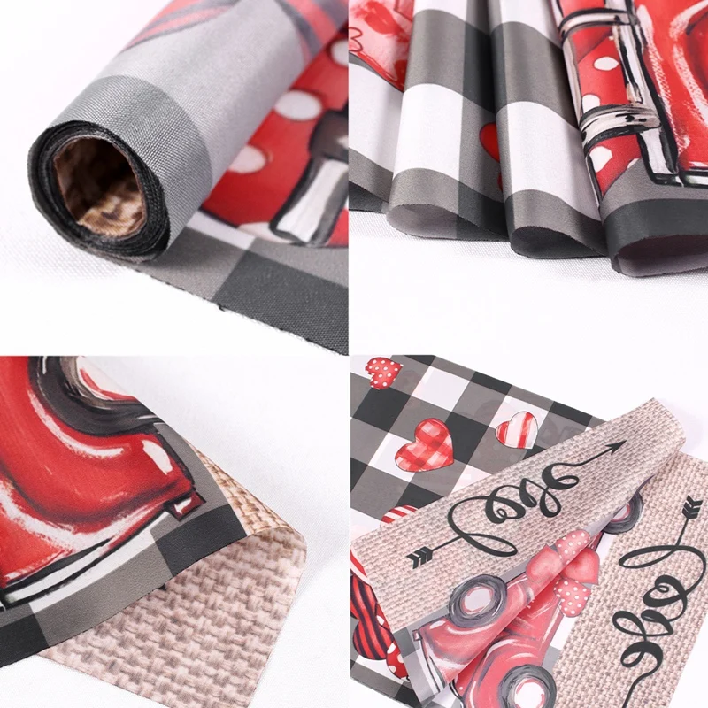 Happy Valentine\'s Day Table Runner Polyester Love Heart Table Flag Dining Table Decoration For Wedding Bride Party Tablecloth