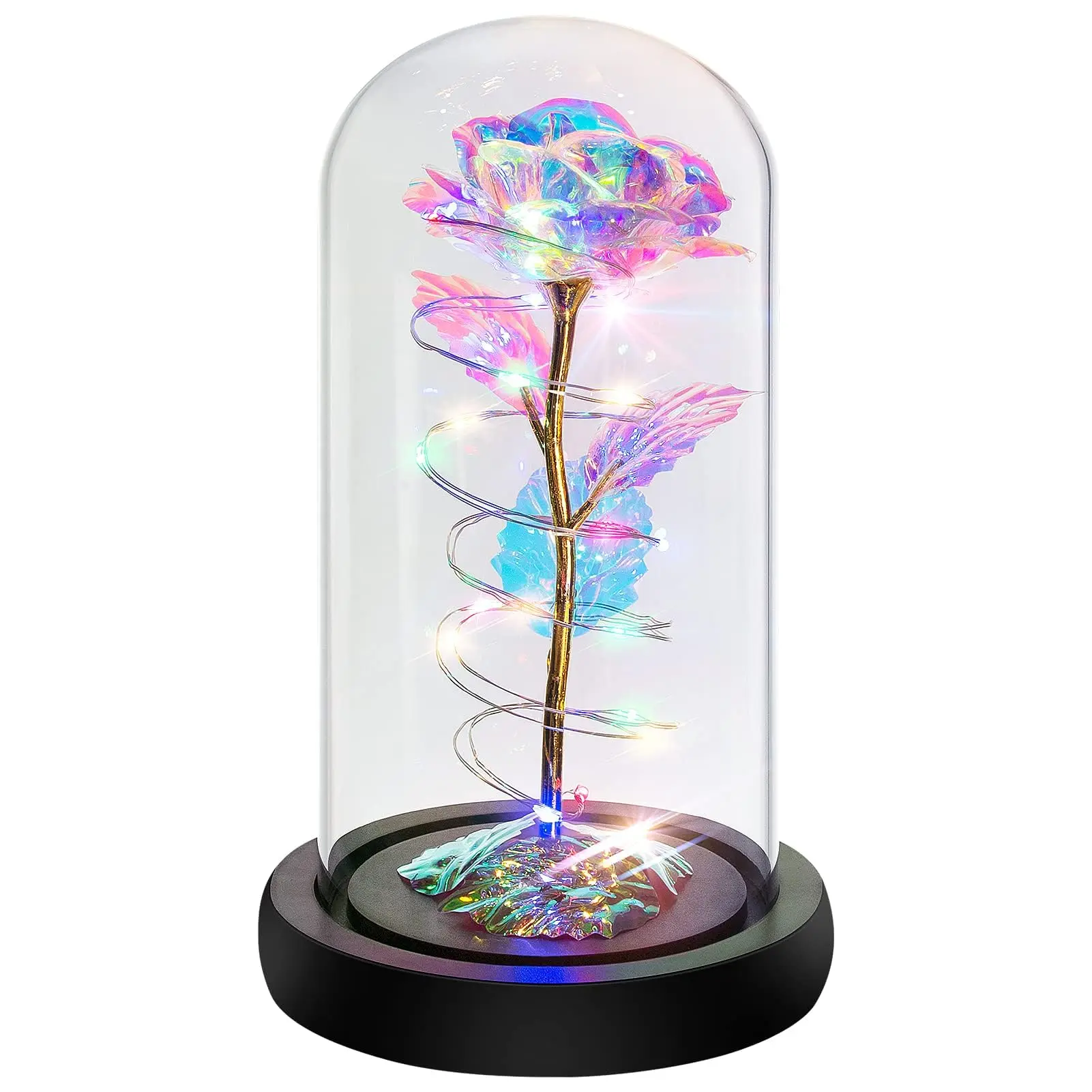 Light Up Rose Flower in Glass Dome for Women, Birthday Gifts for Mom, Christmas Gifts