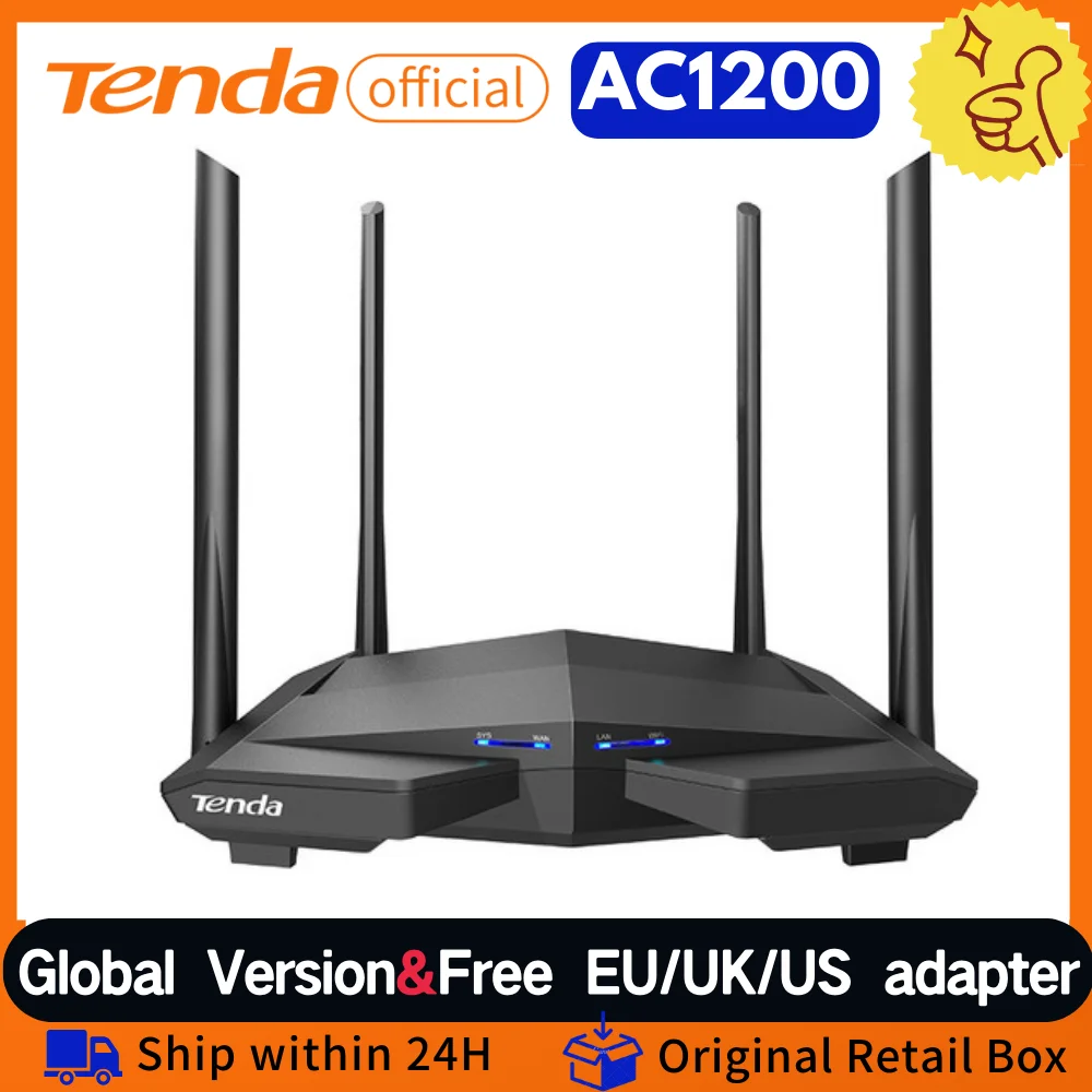 Tenda AC1200 Wifi Router 1200mbps Gigabit Dual Band Wifi Repeater Router Power by 4*6dBi Antenna 1Ghz CPU PK Xiaomi wifi Router