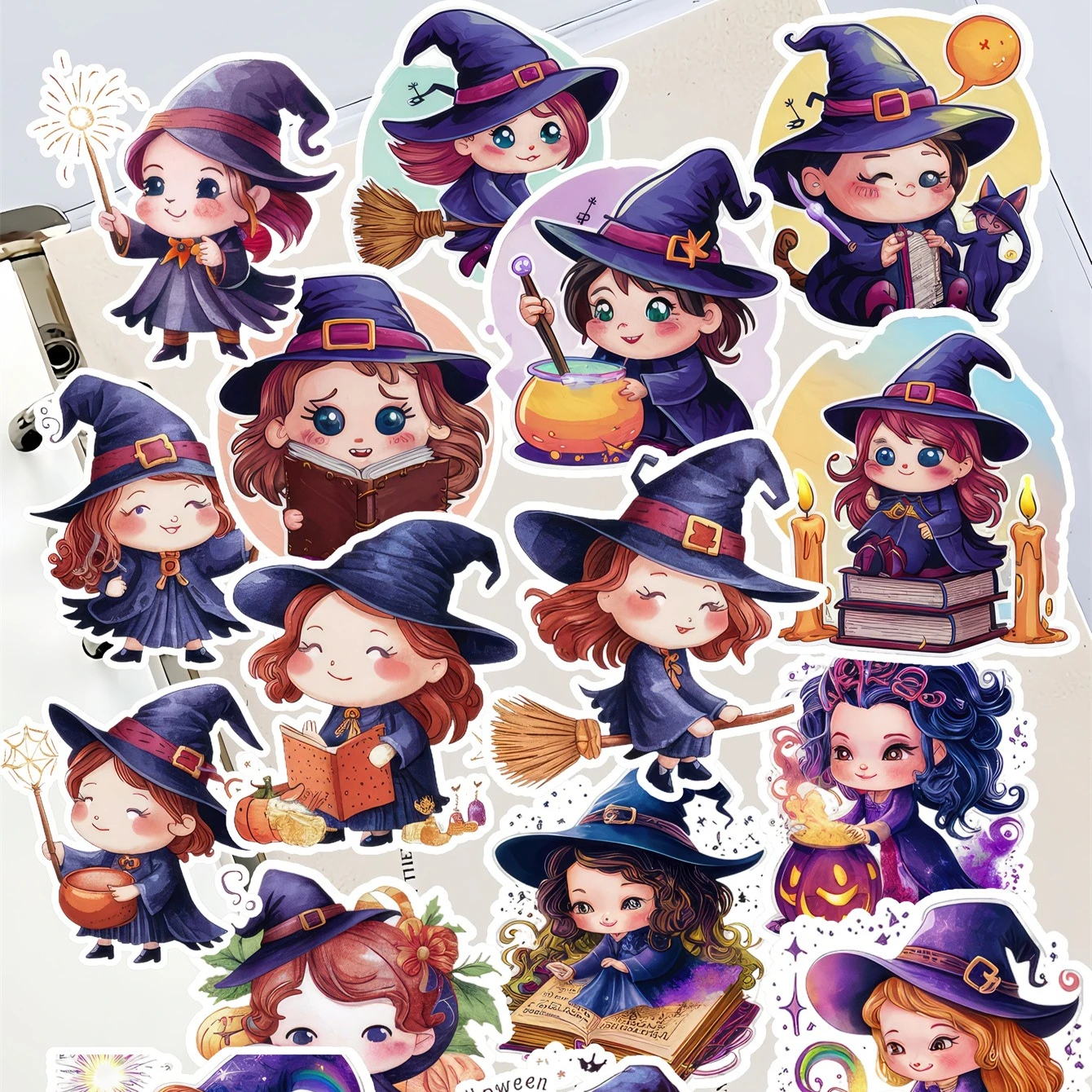

20pcs cartoon Halloween Witch Elves stickers, stationery, notebook, account materials, phone cases, luggage, guitar cute