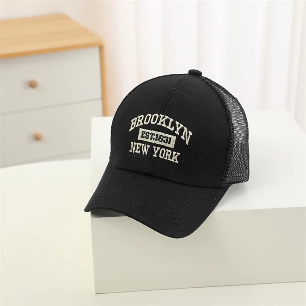 Fashion Mesh Baseball Cap Breathable Letter Embroidery Sun Hat Sunscreen Visors Duck Tongue Cap Outdoor