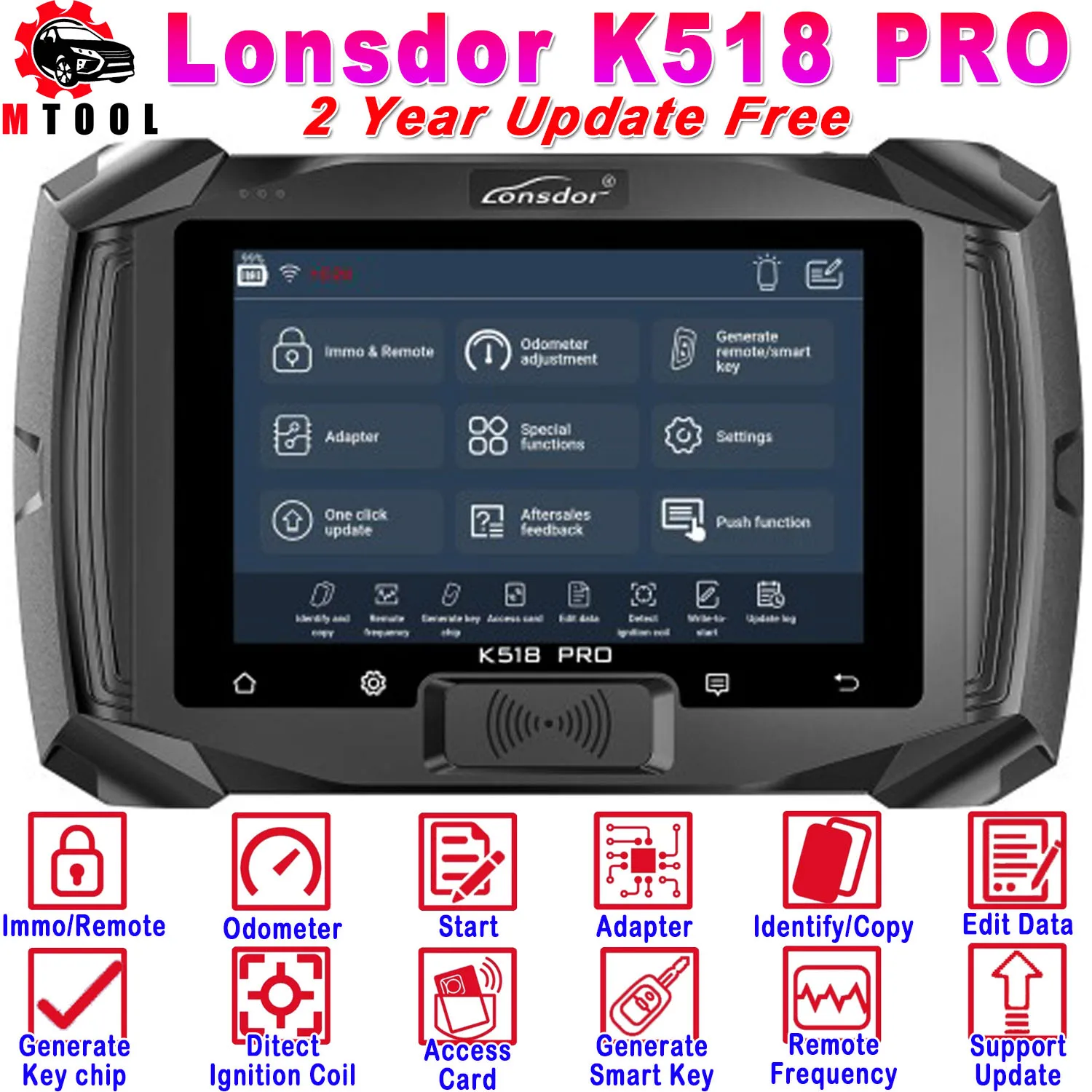 Lonsdor K518 PRO Full All In One Key Programmer Support CAN FD DOIP DIOP with 2 Year Free Update with LT20 Smart Key for Toyota