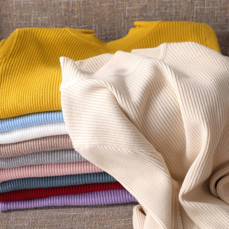 Esuo Women Fall Half Turtleneck Sweater Knitted Soft Pullovers Cashmere Slim Knit Bottom Sweaters For Women's 2023 Autumn Winter