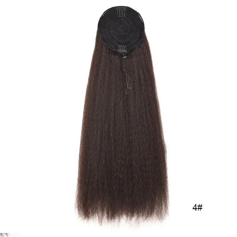 Cabelo encaracolado extensão perucas para mulheres negras africanas, longo rabo de cavalo, 4 cores