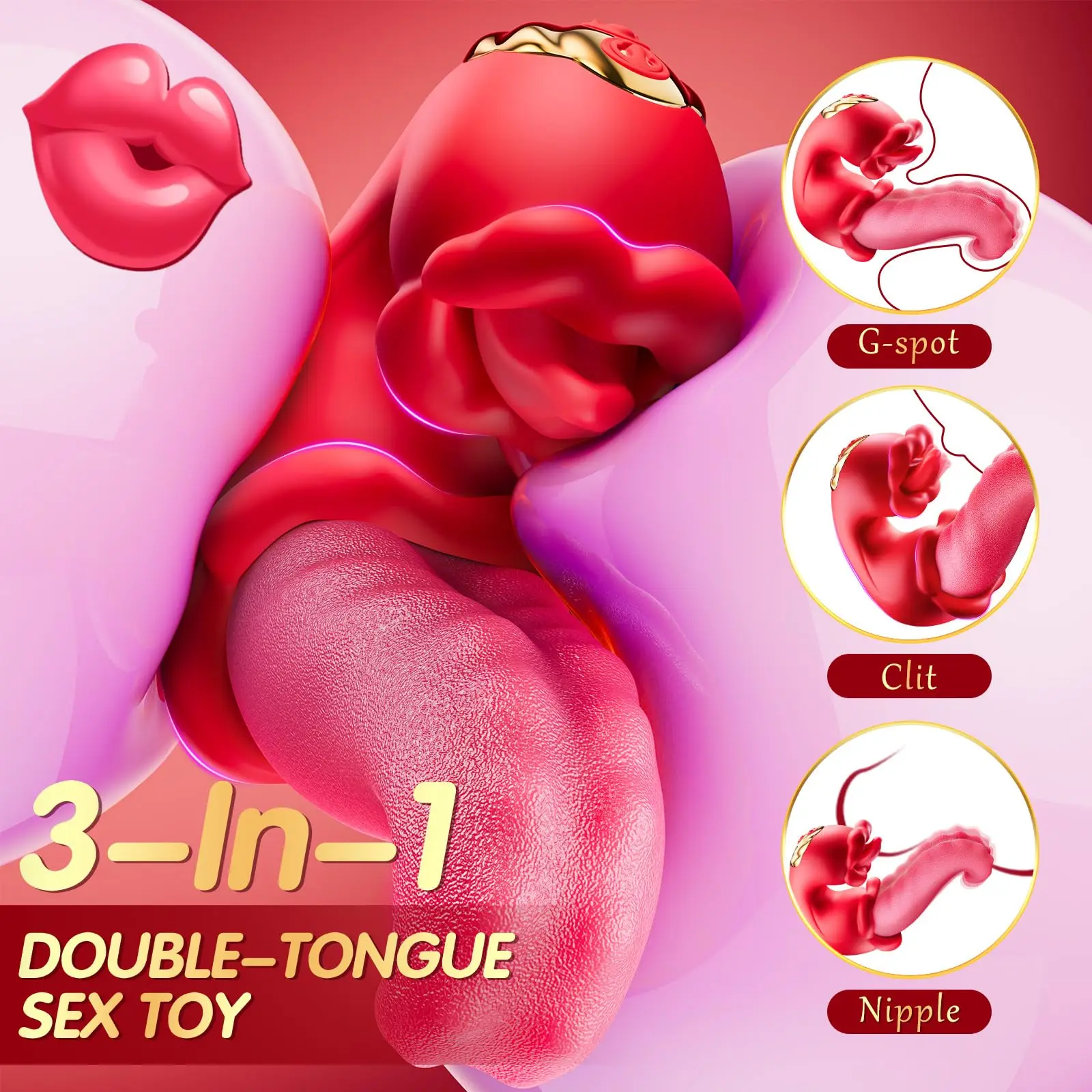 3 in 1 Tongue Thrust Vibrator Dildo 10 Tongue Mode 10 Vibration Mode Female Vaginal Clitoral Stimulator Sex Toys Adult Products