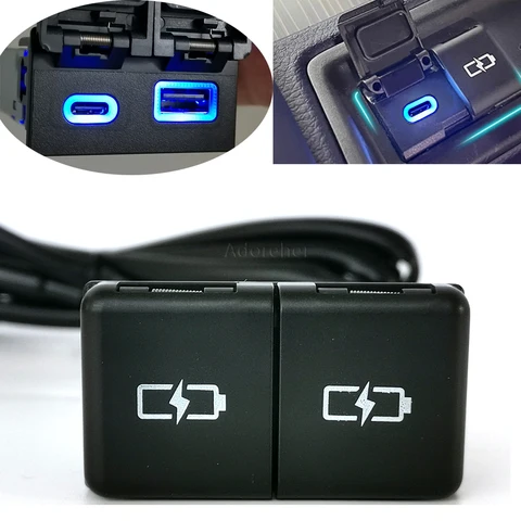 Автомобильное двойное зарядное устройство для Toyota Camry Avalon Highlander Levin RAV4 QC3.0 USB Type-C PD Разъем адаптера зарядного устройства для телефона