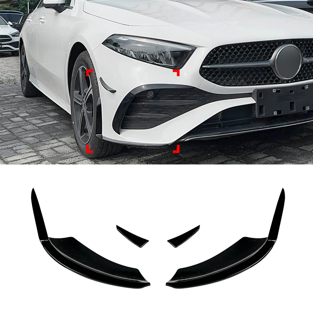 

Gloss Black Front Lower Bumper Spoiler Lip Splitter For Mercedes-Benz A-Class W177 A180 A200 A35 AMG 2023+ Front Bumper Lip