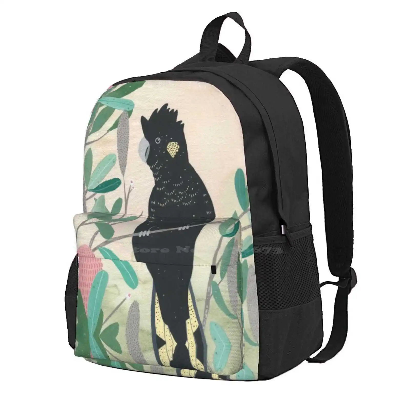 Australian Black Cockatoo Hot Sale Schoolbag Backpack Fashion Bags Australian Native Cockatoo Bird Yellow Tail