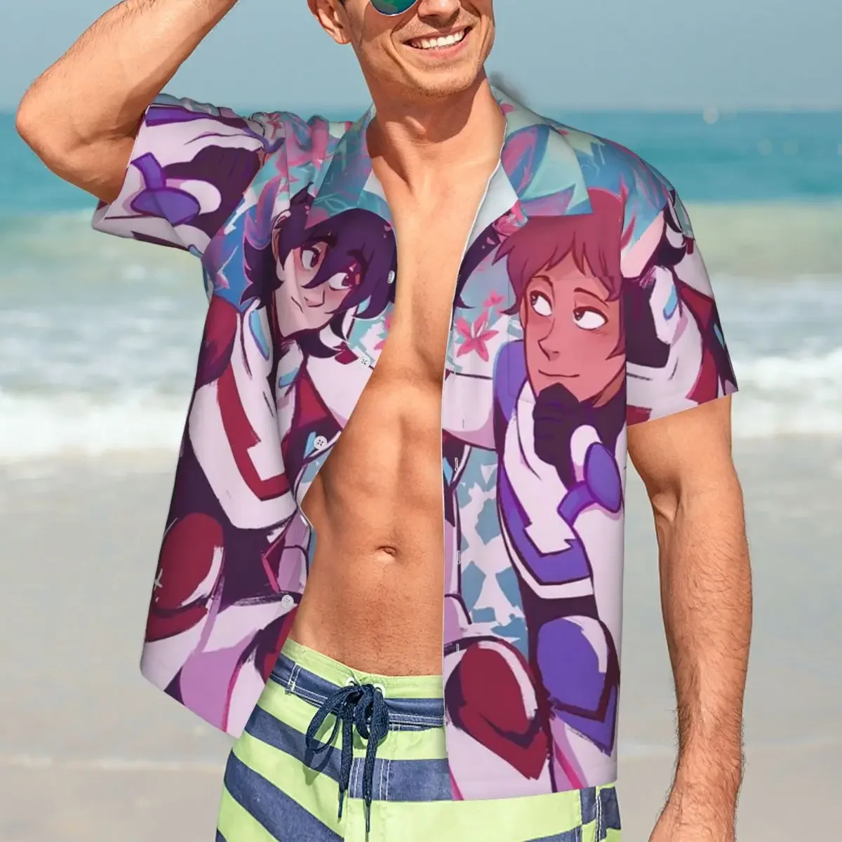 Voltron Legendary Defender Keith Lance Anime Hawaiian Shirts Casual Men Short Sleeve Shirt for Summer Beach Men's Button Tops