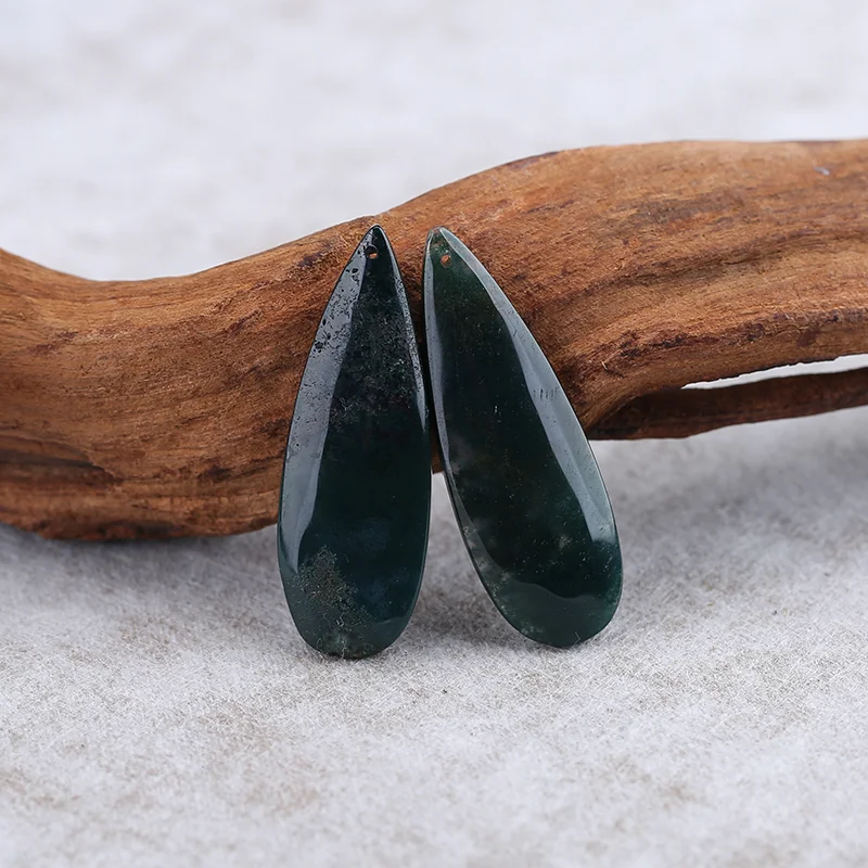 

Натуральные бусины из мха-агата в форме длинной капли для изготовления украшений, бусины из натуральных камней ручной работы