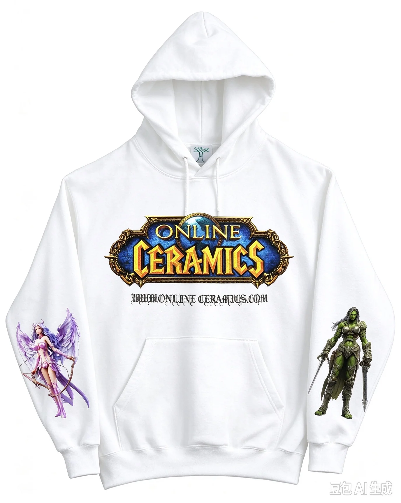 Online Ceramics Fantasy Game Character Graphic Hoodie Front and Sleeve Print Men Women Oversized Hooded Sweatshirt