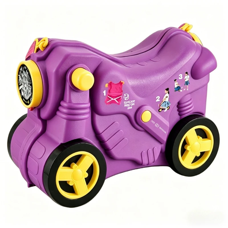 Fotografia 6: Mala de Viagem Infantil para Moto – Carrinho de Plástico Portátil Divertido com Rodas Unidirecionais