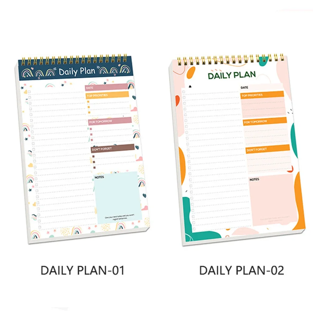 A5 English Daily Plan Coil Notebook Schedule To Do List Memo Stationery Office School Supplies