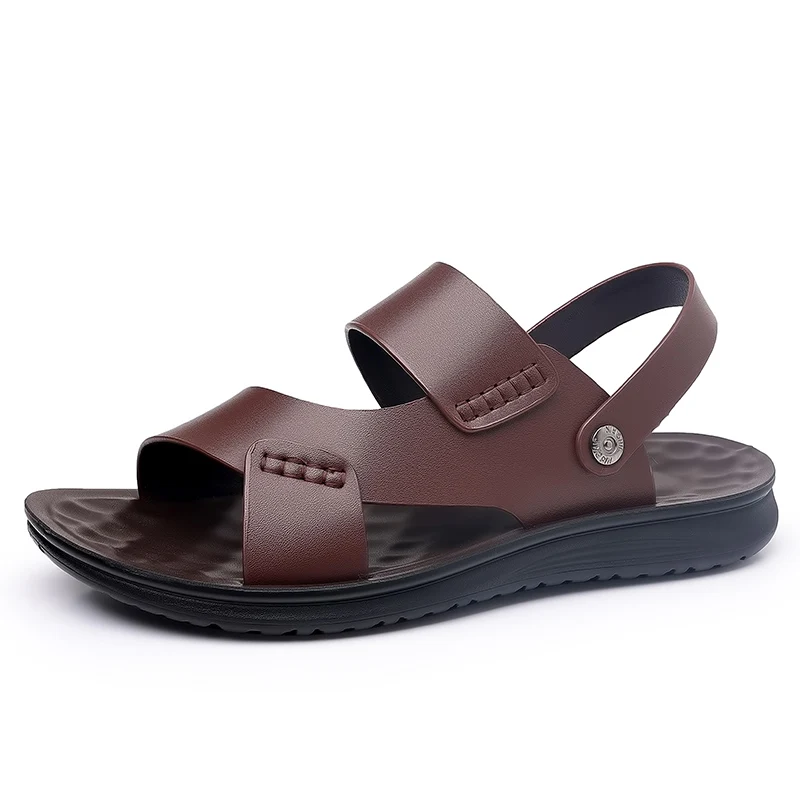 Summer Men\'s Business Leather Sandals Large Size ：37-47 Outdoor Beach Sandals Direct Sales Designer Driving Flat Casual Shoes