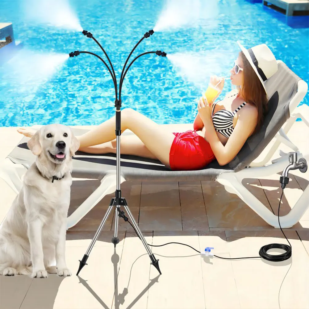 Patio Standing Misters Adjustable Height Portable Stand Mister Portable Misters for Outside for Water Mist Playing Patio Cooling
