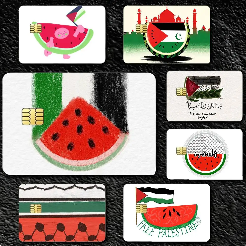

Watermelon-Palestine Flag 4pcs 1Set Card Stickers Small Waterproof Chip 4PCS Card Sticker Anti-Scratch