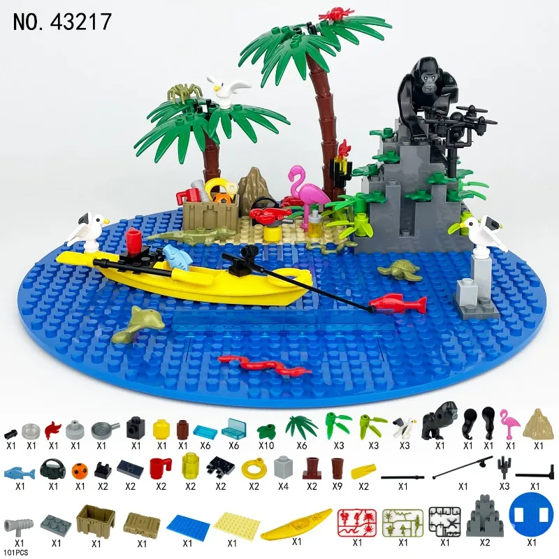 Jouets pour enfants, rocaille, orang-outan, blocs à assembler, figurines d'île de vacances, reptiles, jouets éducatifs pour enfants.