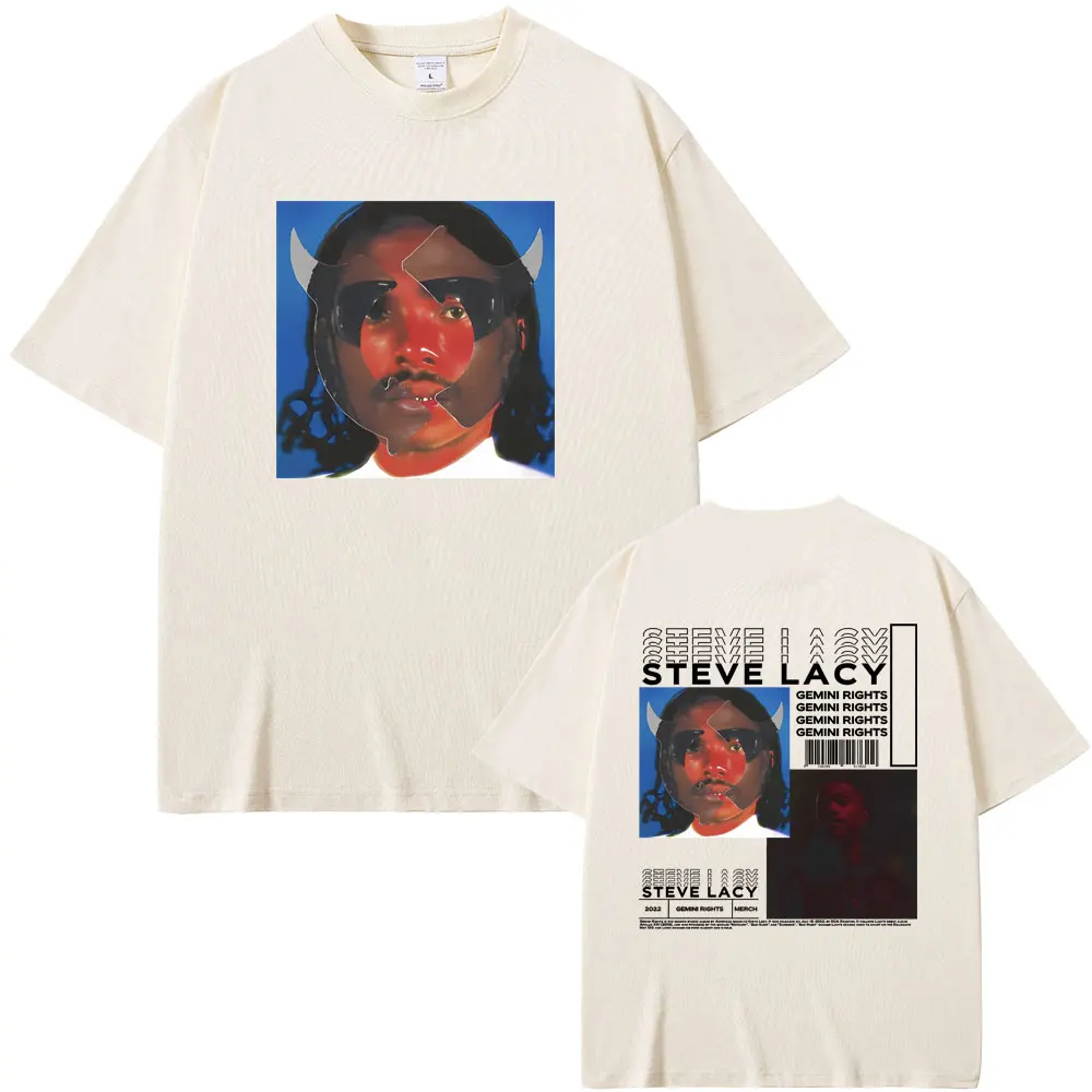 تيشيرت كلاسيكي كبير الحجم للرجال ، مغني الراب Steve Lacy ، قناع جيميني ، غطاء ألبوم ، طباعة على الوجهين ، هيب هوب ، موضة ، تيشيرتات ذكور