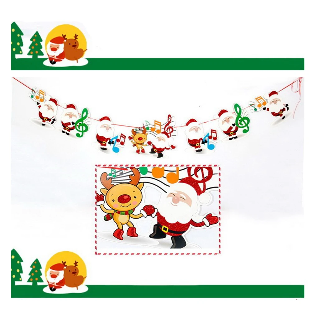 

3 Pcs Cartoon Christmas Paper Hanging Flag Decoration Garland Decorations Banner