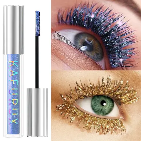 1pc Diamond Shine Waterproof Volume Curl Mascara Glitter Snow Effect,Smudge-proof  Eye Makeup for All Skin Types Women Cosmetics