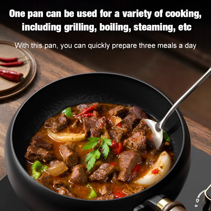 frying pan cauldron Large portion Ancient method of uncoated Stew Handmade Hammered Belly Pot Zuoqi Big Belly Pot Efficiency