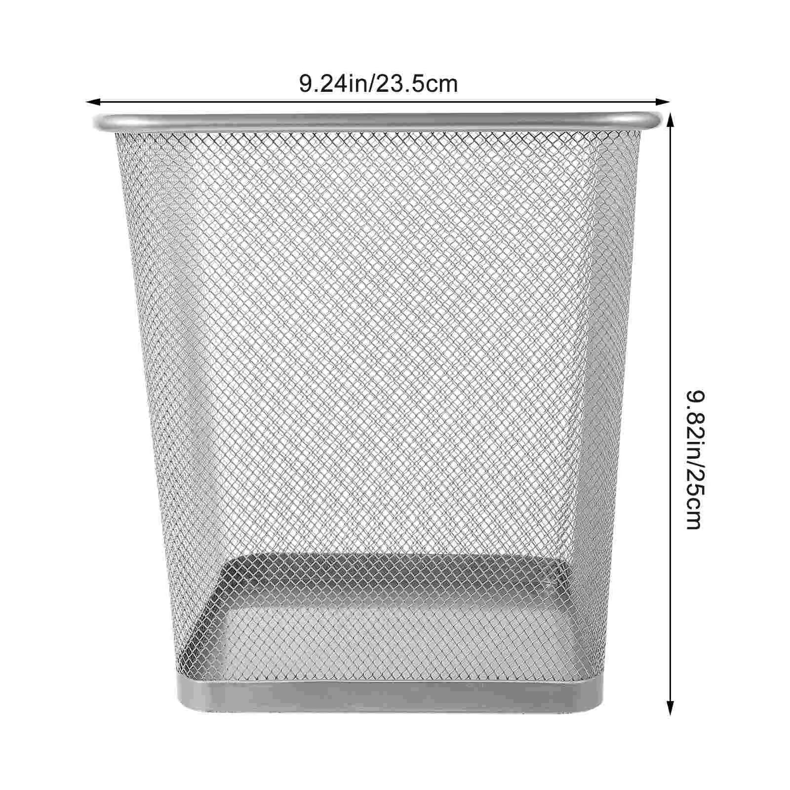 Garbage Can Metal Mesh Trash Wire Outdoor Waste Basket for Bathroom Bedroom Kitchen Tinsel