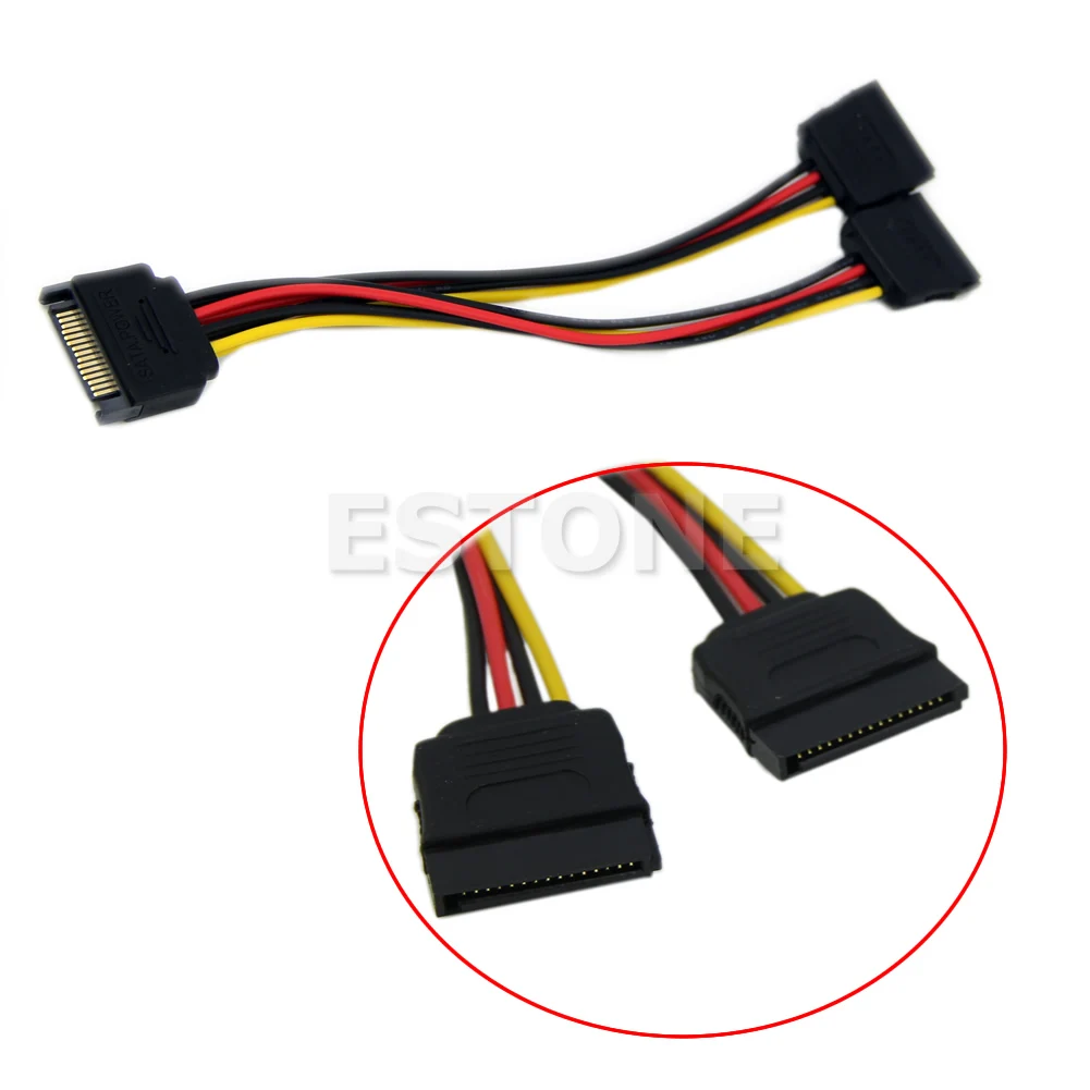 Ổ cứng 15 Pin Nam đến 2xSATA 15 Pin Nữ Power Y-Splitter Cáp Nối Dài