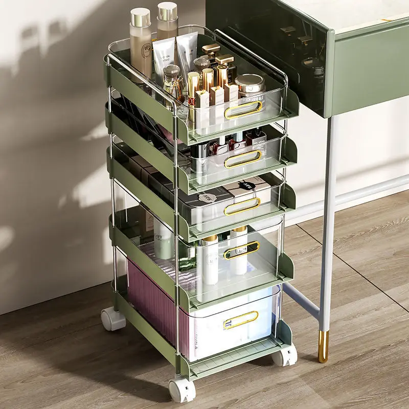 Plastic Luxury Floor-To-Ceiling Kitchen Trolley Mobile Toilet Storage Rack Multi-functional Snack Storage Rack Kitchen Furniture