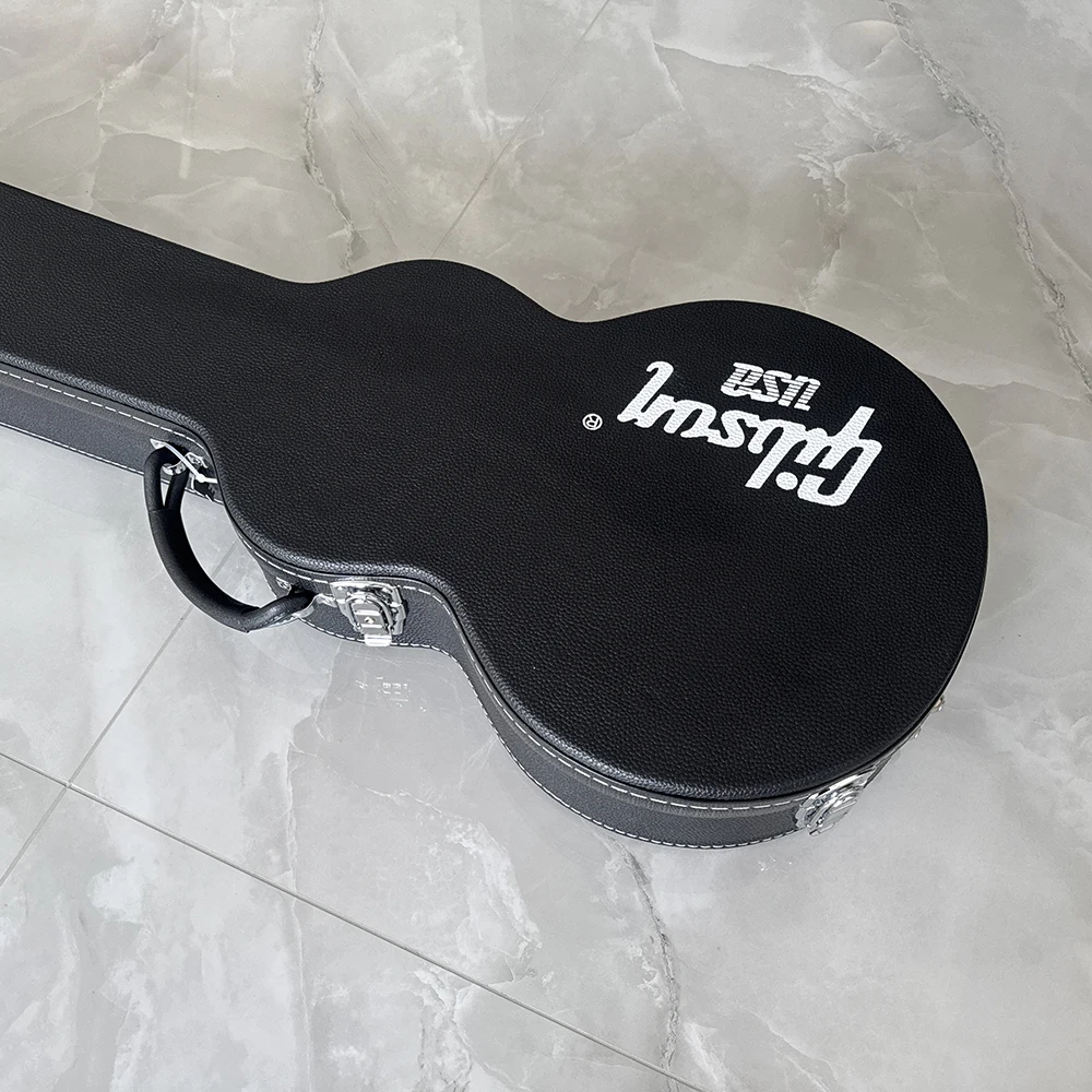 High quality guitar case for Les Paul guitars,a black hard wood guitar case with red lining,suitable for air transportation