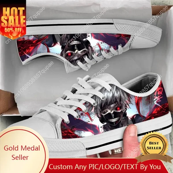 

Hot Japan Tokyo Ghoul Pattern Anime Classic Low Style Casual Sneakers Canvas Fashion Breathable Mens Womens Shoes Lace-up shoe