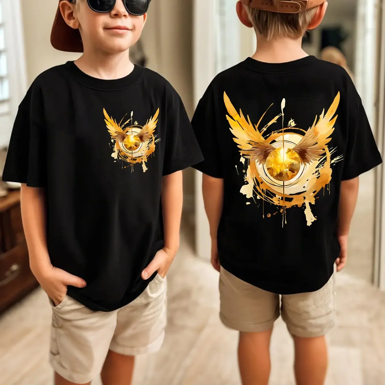 Harry Potter Camiseta de manga corta con estampado de doble cara para adolescentes | Cuello redondo casual, primavera/verano, marca WB