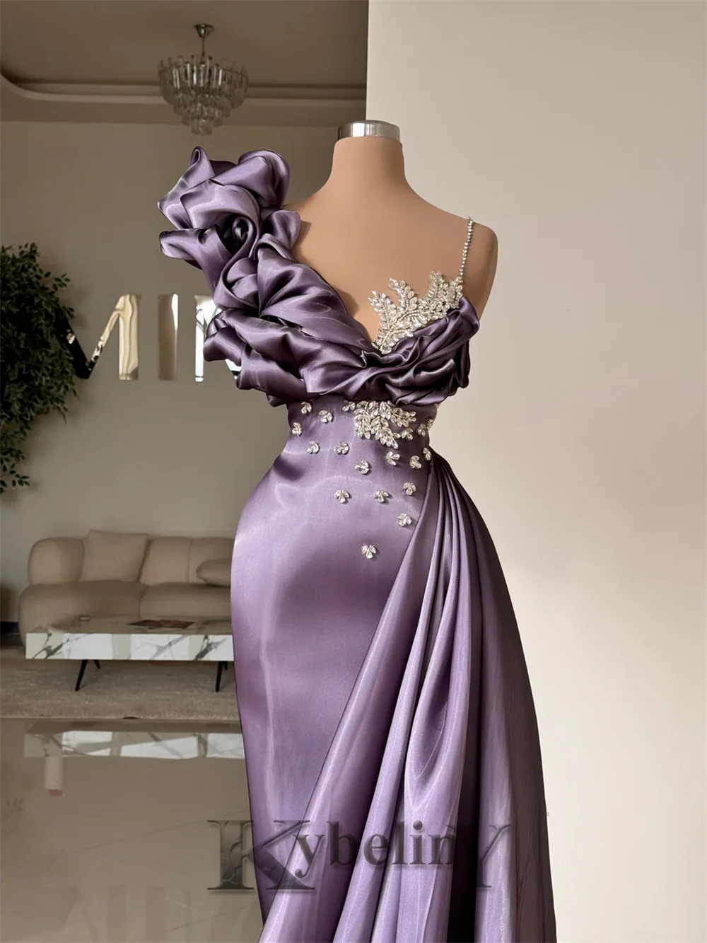 فساتين حفلة موسيقية بحورية البحر جذابة من Kybeliny للنساء بطيات كريستالية فساتين سهرة للحفلات من فيستدوس دي فييستا حسب الطلب