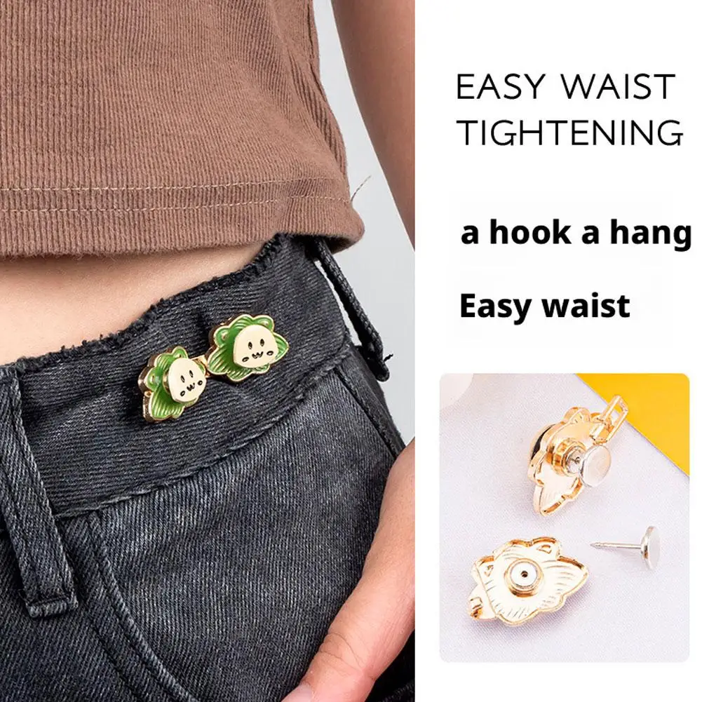 قابل للتعديل السراويل كليب الأسد الصغير الخصر مسمار خالية الخصر الخصر مقصوص السراويل زر الموضة الضابط دبابيس هدية L6H4