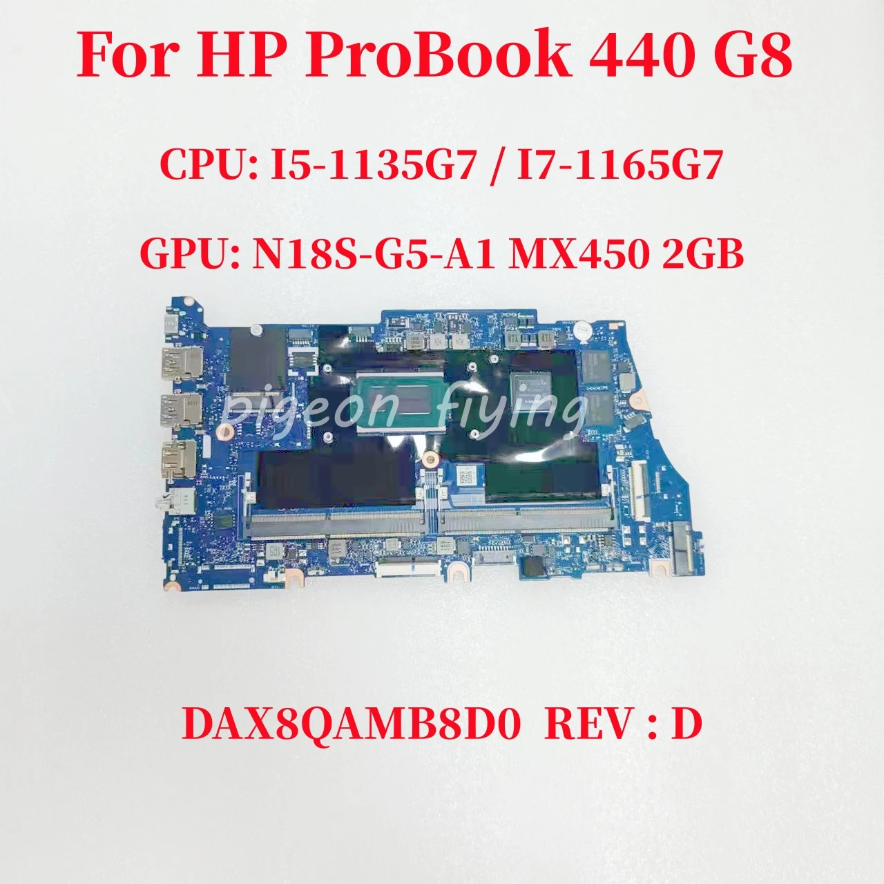 

DAX8QAMB8D0 Mainboard For HP ProBook 440 G8 Laptop Motherboard CPU: I5-1135G7 I7-1165G7 GPU: MX450 2GB M42015-001 M42016-001