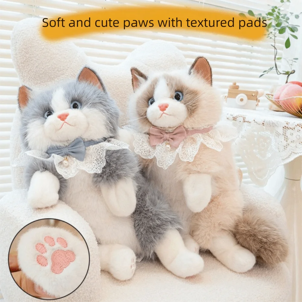 Super Realistic Simulated Puppet Cat Backpack Cute Stuffed Animals Plush Cat School Bags Travel Storage Cartoon