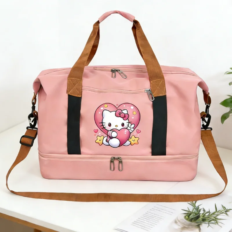 

Сумка для путешествий Hello Kitty, дорожная сумка для коротких поездок, портативная сумка для фитнеса, сумка через плечо с принтом в стиле аниме, подарок