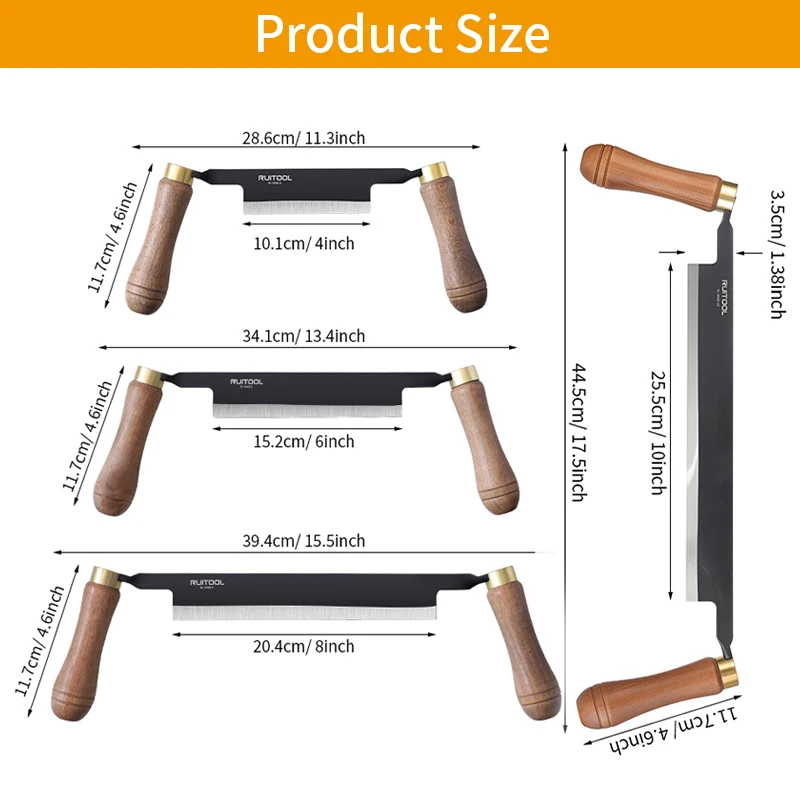 Draw Knife 4/6/8/10inch Draw Shave Knife Straight Draw Knife with High Carbon Steel Blade Pull Knife Woodworking Hand Tool