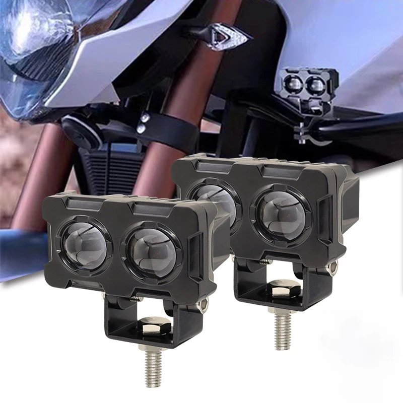 Luces LED para motocicleta, luces de trabajo externas de doble color, focos eléctricos para motocicleta, faros, luces LED