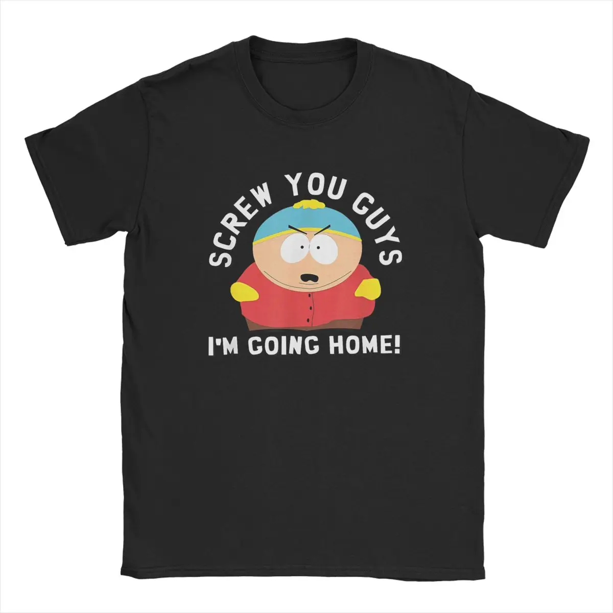 

Мужские футболки Souths Parks Cartman Screw You Guys с забавным мультяшным милым комиксами из чистого хлопка, повседневные футболки с короткими рукавами и круглым вырезом