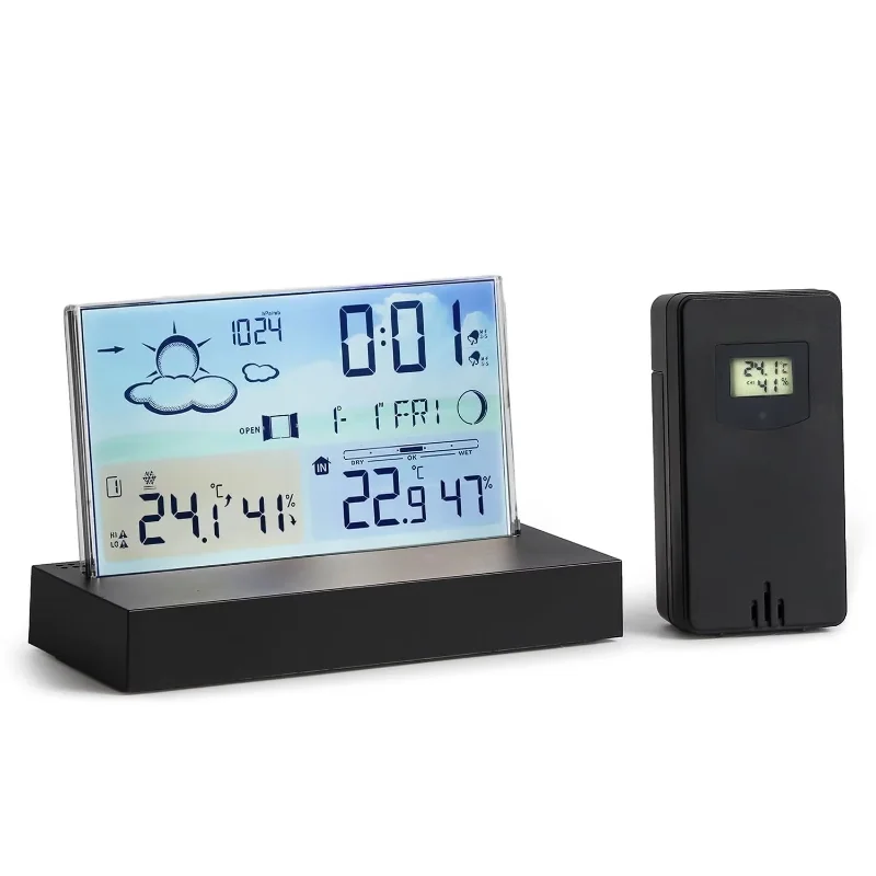 

Home Weather Station Indoor Outdoor with Forecast and Barometer Thermometer Hygrometer Alarm Clock Digital Color Display