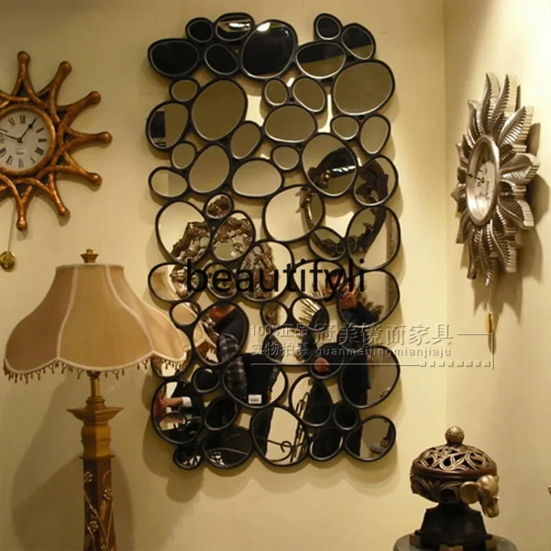 

Asmt51 ss European living room wall decorative mirror fashion art entrance wall hanging round splicing combination mirror
