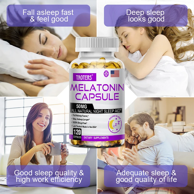 

Melatonin Capsules - Relieve Insomnia Help Deep Sleep Improve Work Efficiency Help Improve Sleep Quality Reduce Wake-up Time